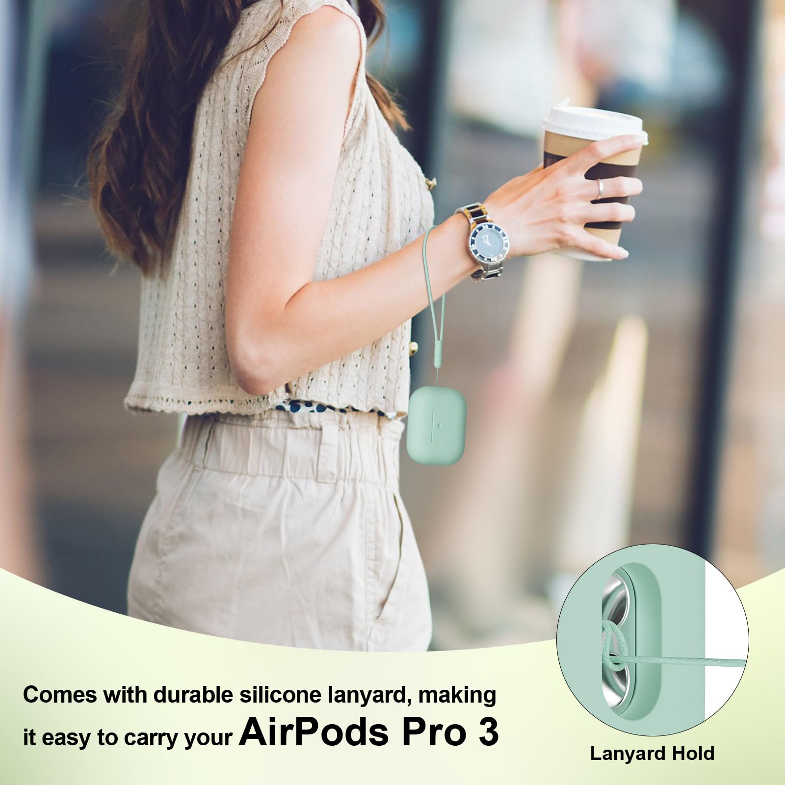 Funda para AirPods Pro 3 (2025) Case Cover, Anti-rasguños Fundas Protectora de Silicona Compatible con Airpods Pro 3.ª Generación con Kit de Limpieza e Lanyard de Silicona, Cloud Grey — view 8