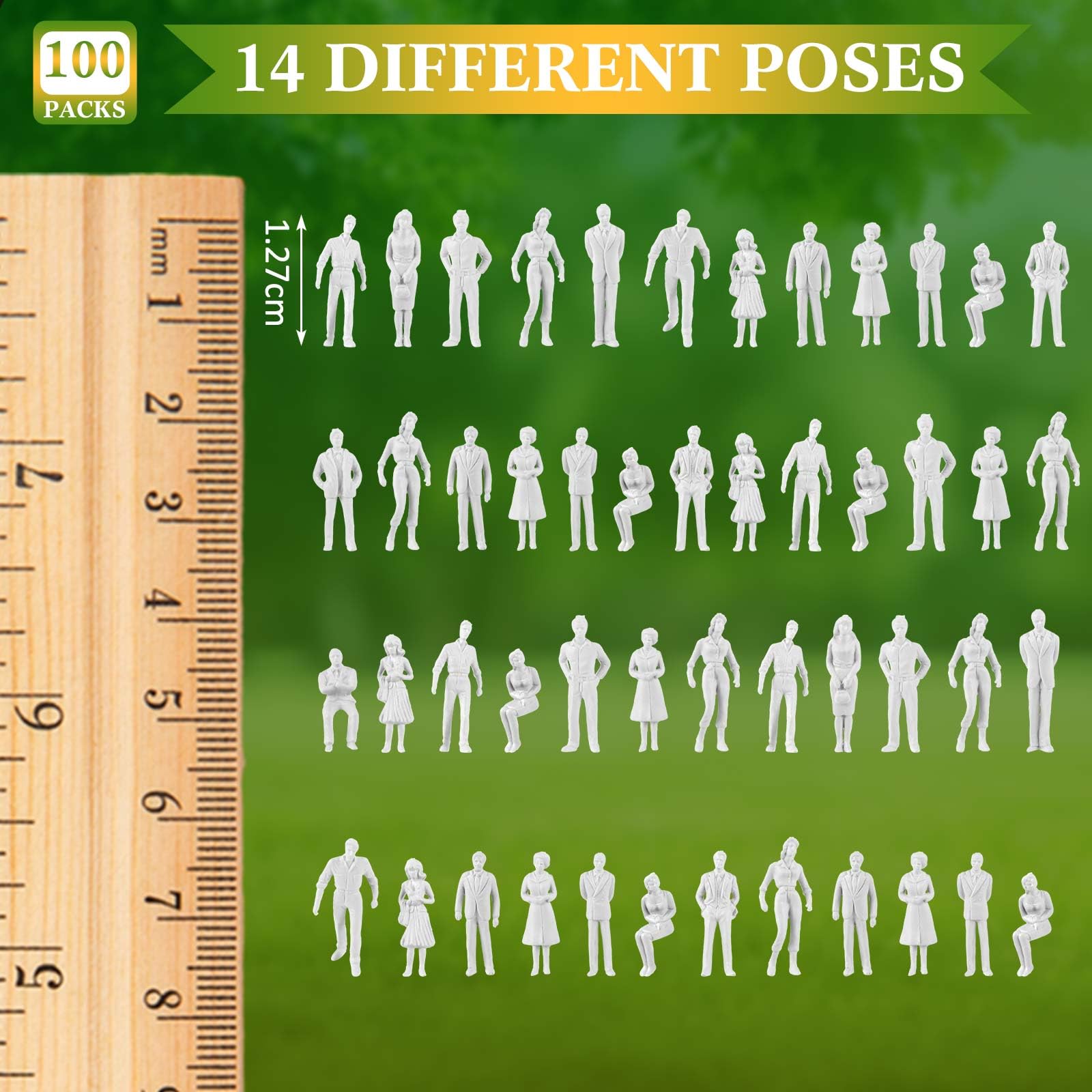 Namalu 100 Pcs 1: 150 Scale 0.47 inch White Unpainted Mini People Figures Miniature People for Model Trains Architectural Standing and Sitting Mini Diorama Figures for Architectural Project - Image 3