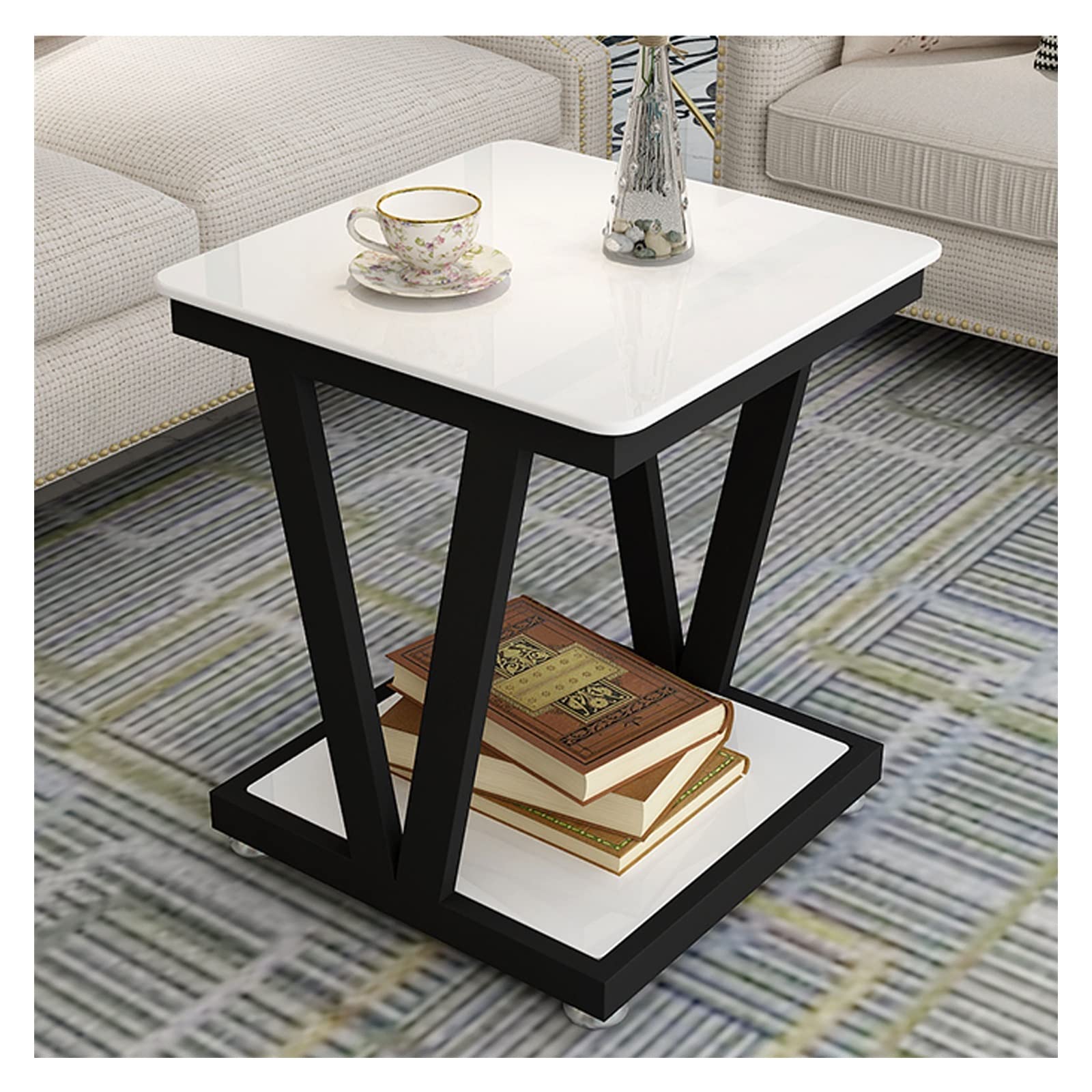 Table centrale moderne en verre trempé extérieur balcon et meuble avec rangement de chambre