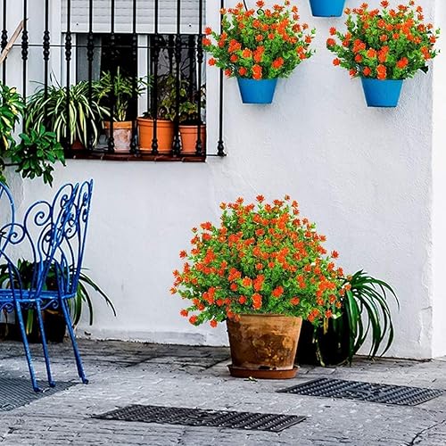 Miniatura 4 de 8 paquetes de flores artificiales para exteriores, resistentes a los rayos UV, plantas de plástico falsas para interiores y exteriores, macetas