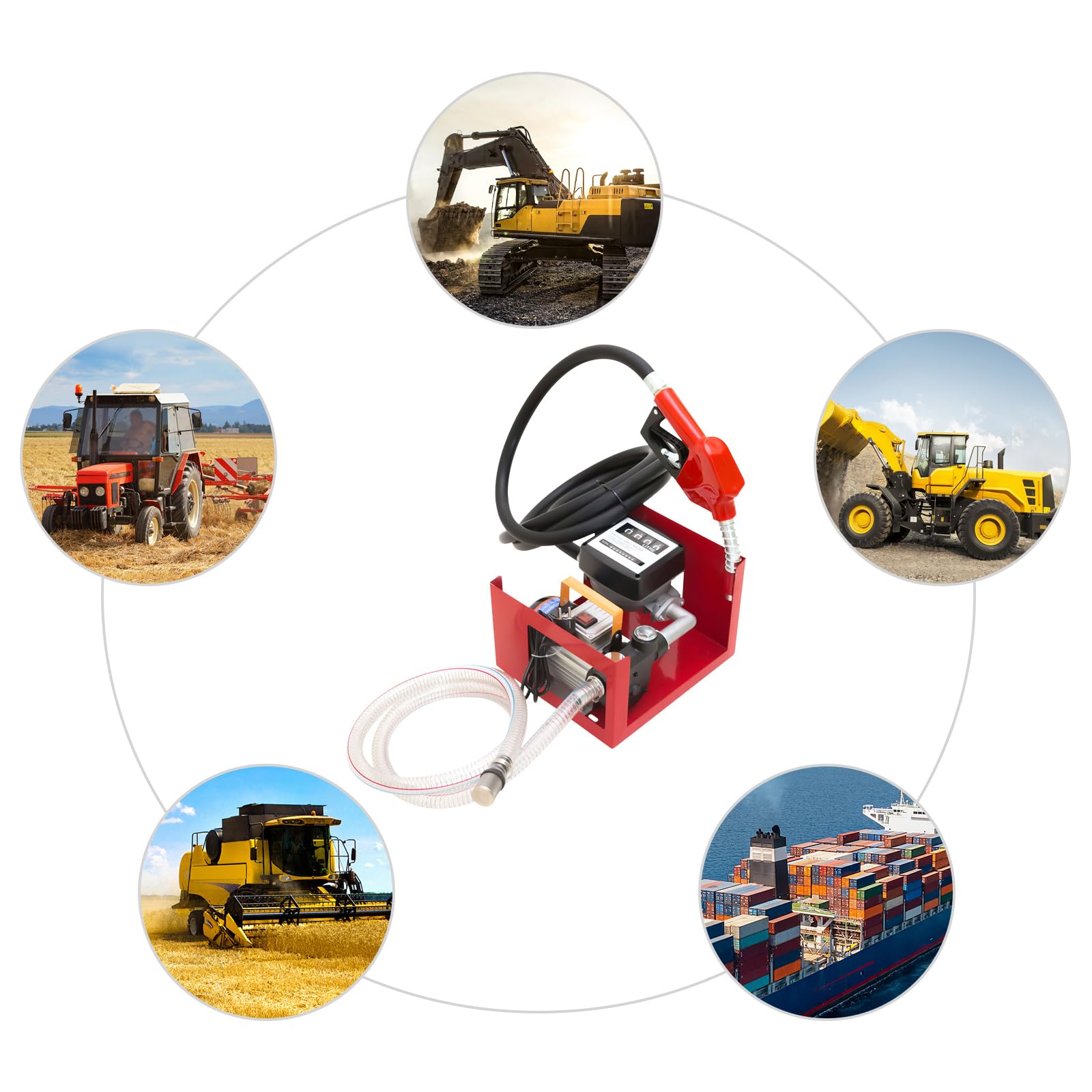 Pompe Diesel Automatique 220V, Pompe Diesel Électrique 550W 60 Litres par Minute, Tuyau D'entrée en Silicone, Pompe à Carburant Électrique avec Compteur Zalydala