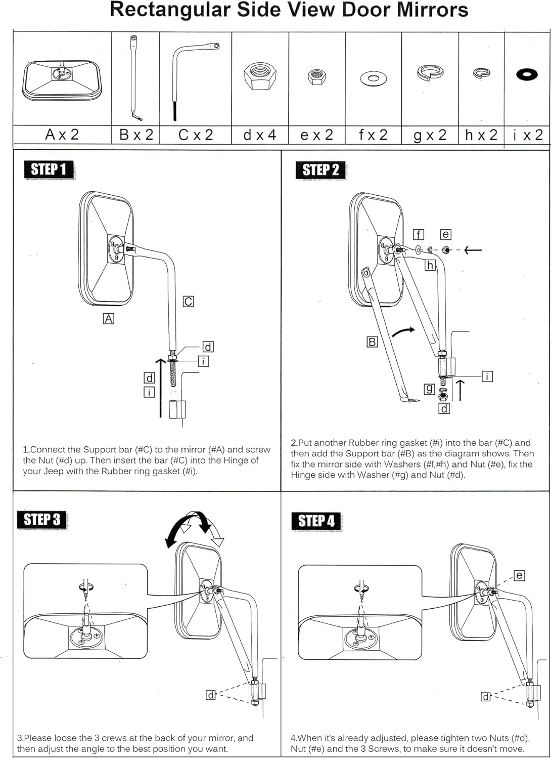 2 Pack Doors Off Mirrors - Adjustable Convex Side View Mirrors Compatible with Jeep Side Mirrors with Doors off for Wrangler TJ CJ JL JK JT & Unlimited - Car Exterior Accessories