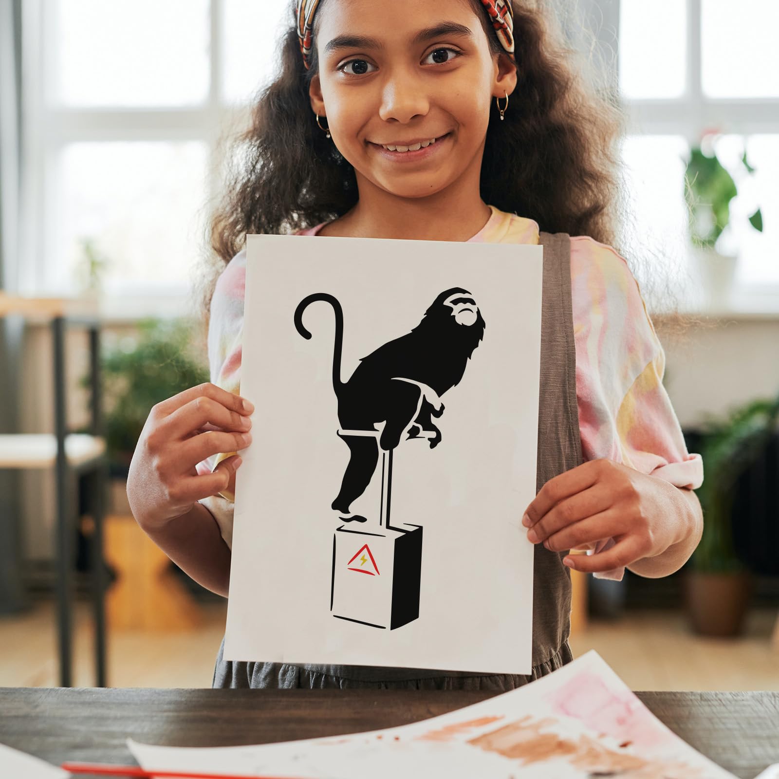 FINGERINSPIRE Banksy Malschablonen Set – 4 Stück, Je 30x30 Cm | PET-Material, Wiederverwendbar | Für Wände, Leinwand & DIY-Projekte