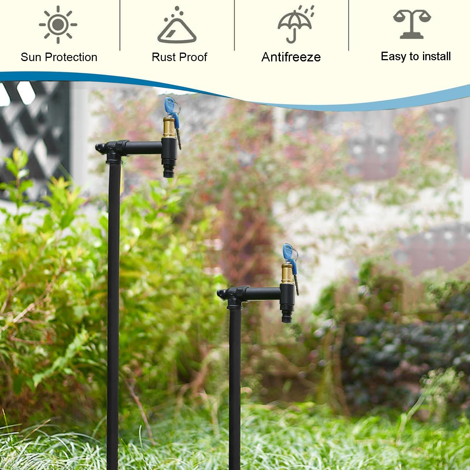 Freistehende zylindrische Garten-Wassersäule, 80 cm/31 Zoll, Schwarz – Frostschutzausführung mit arretierbarem Wasserhahn für den Außenbereich, ideal für die Bewässerung von Garten und Terra