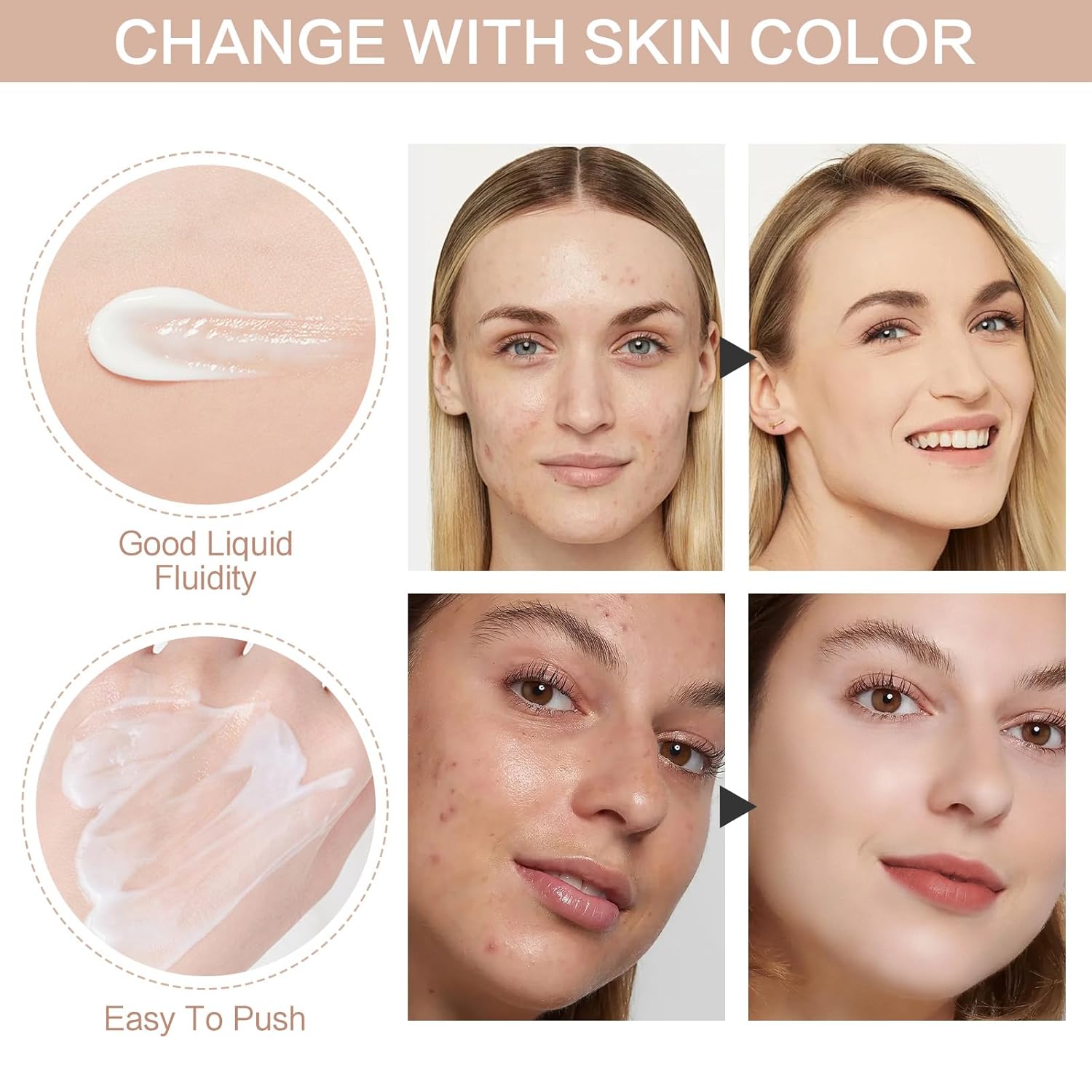 2PCS Ownawant Crema De Maquillaje,Crema De Maquillaje,Detroitrain Moisturizing Concealer Smooth Tone-Up Cream, Corrector Iluminador Hidratante Crema Tónica Suave, Base De Maquillaje - Image 3