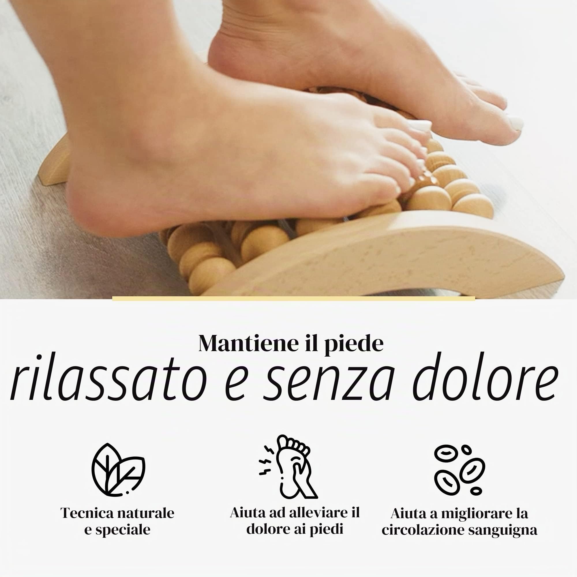Tuuli Accessories Rullo Massaggiatore Piedi Legno Attrezzi di Riflessologia Massaggio per il Dolore del Piede 29x24,5 cm