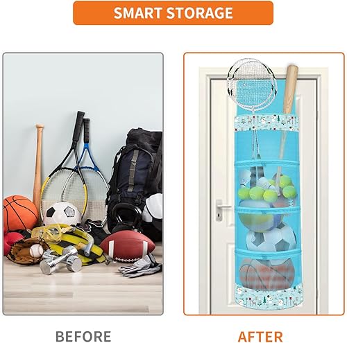 Miniatura 4 de Hanging Organizer, Over The Door Hanging Sports Equipment and Ball Storage, Garage Sports Equipment Organizer for Hold Soccer, Basketball, Football,