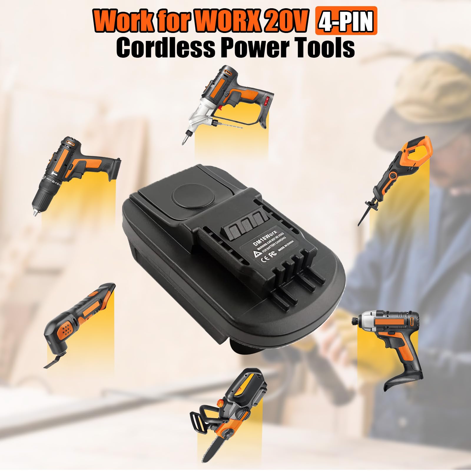 Adaptateur de batterie 20 V pour Dewalt & Milwaukee vers Worx, compatible avec les batteries Dewalt & Milwaukee pour les outils à batterie Worx 20 V