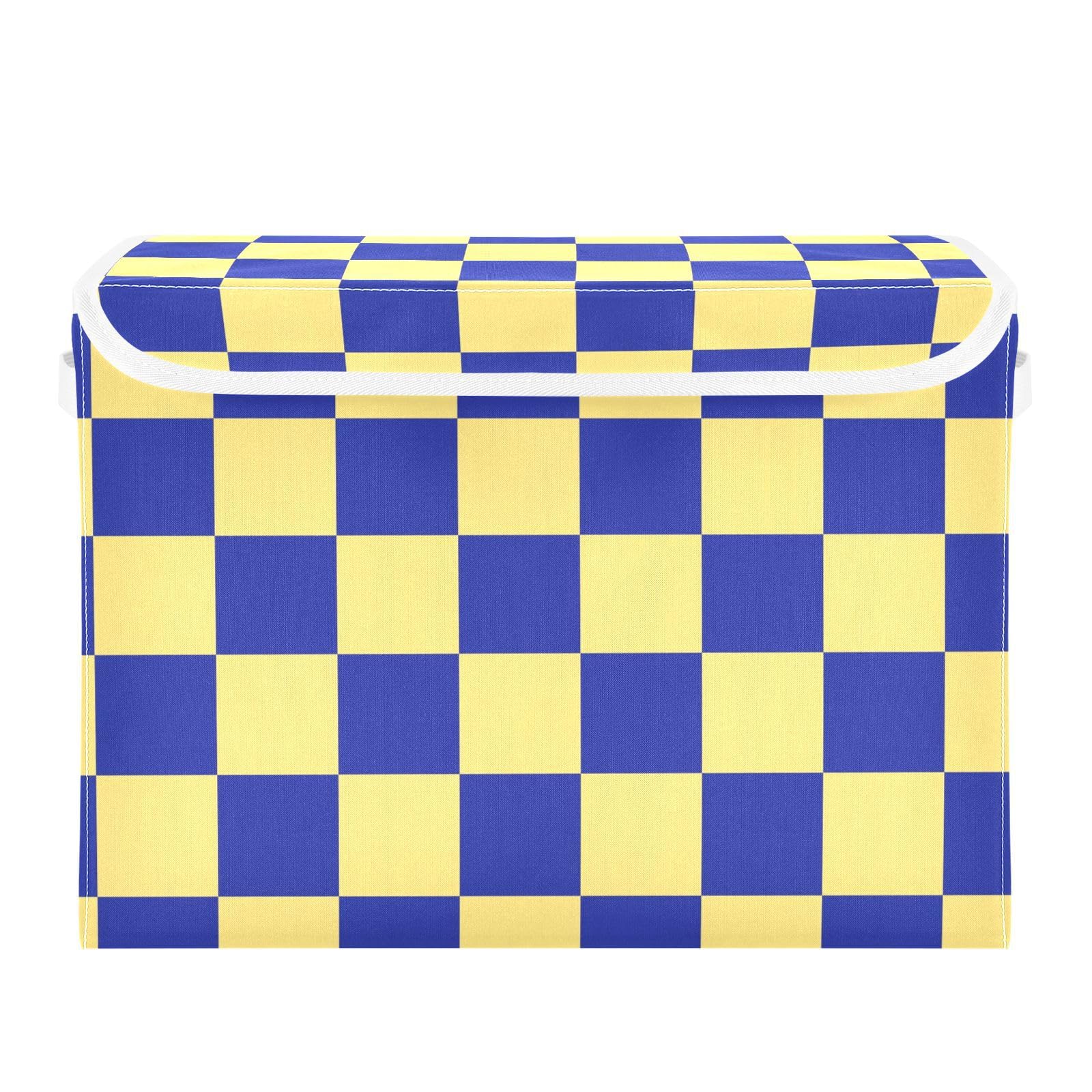 Boîte de rangement pliable bleu et jaune à motif carreaux Buffalo Plaid Mnsruu