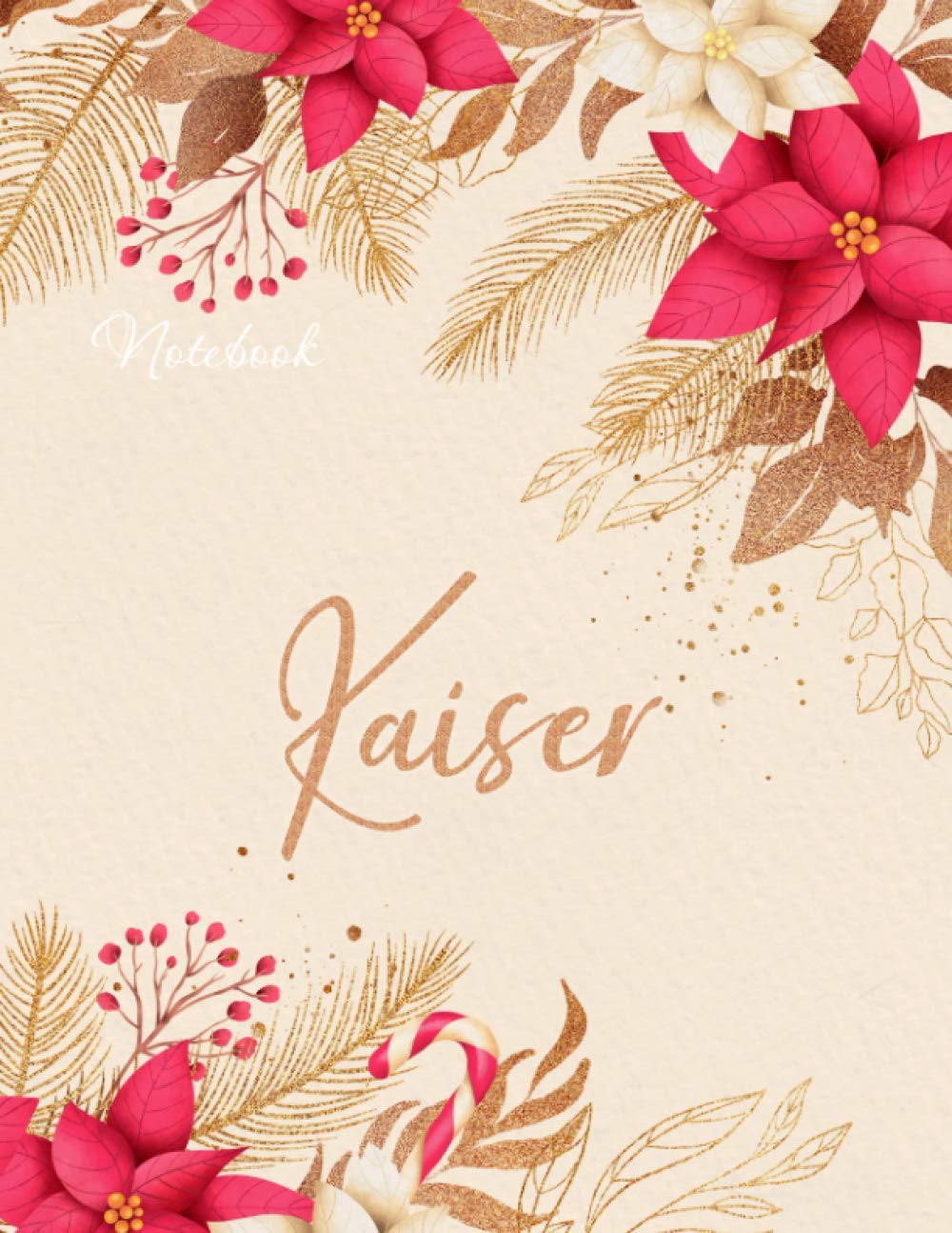 Personalized Writing Notebook Journal for Kaiser Name Flowers Color Cover: Passion, Budget, 21.59 x 27.94 cm, Journal, A4, Money, Over 110 Pages, Journal, 8.5 x 11 inch, To Do