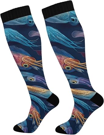 Squid Compression Socks for Women Support Circulation Socks for Nurses Pregnancy Sports Travel Flight Running 1 Pair