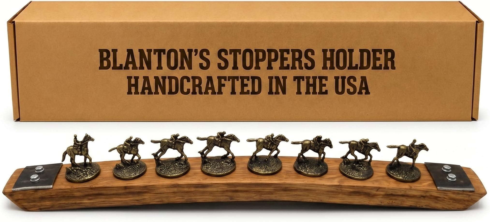 Bourbon Stopper Display for Blantonโs โ Authentic Whiskey Barrel Stave, Cork Display Holder, Natural with Metal Hoop