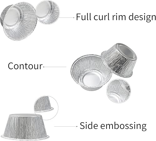 Miniatura 3 de Vasos de aluminio para hornear, paquete de 200 moldes desechables de 4 onzas, moldes de aluminio para magdalenas, moldes de aluminio para