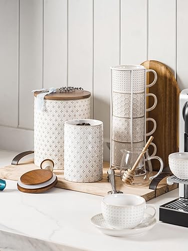 Miniatura 3 de LE TAUCI Contenedores de almacenamiento de alimentos con tapas herméticas, juegos de recipientes de cerámica para azúcar de 7825 onzas, tarros