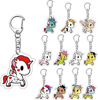 tokidoki Unicorno Acrylic Keychain, Keychain Set Bag | Fashion lobster clasp key ring, 3.6 inches. Collectible accessory for keys, bags, backpacks.