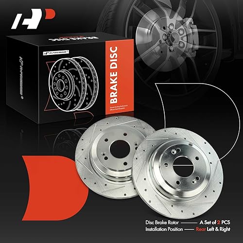 Miniatura 7 de A-Premium Rotores de freno de disco traseros perforados y ranurados de 12.36 pulgadas (12.362 in) compatibles con modelos Hyundai Genesis Coupe 2010