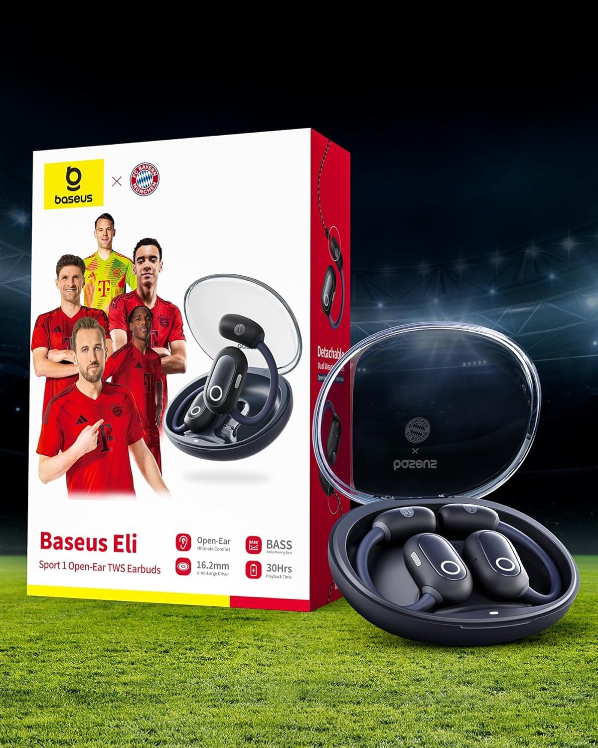 Baseus Eli Sport 1 Écouteurs Open Ear Bluetooth, Acoustique Directionnelle, Basses Puissantes, Ultra-légers, Résistants à l'eau IPX4, Microphones ENC, Bluetooth 5.3 pour la Course, l'entraînement
