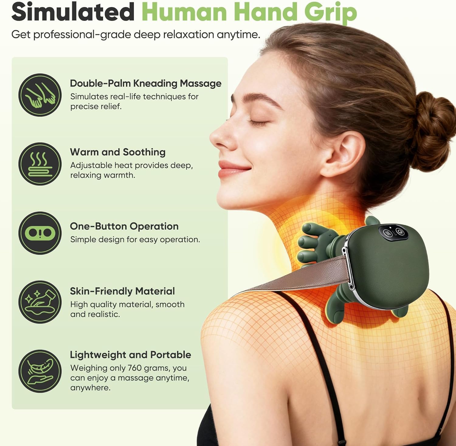 ONESTA Wireless Heated Neck & Back | Massager with 4D Hand-Style Kneading | Portable Deep Tissue Massage | Device for Neck Shoulder & Upper Back | Ergonomic Bionic Design 1