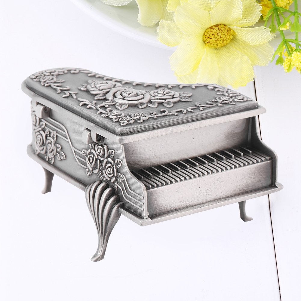 Boîte à Bijoux En Forme De Piano - Alliage De Zinc, Intérieur Doublé, 9x6.5x5 Cm, Décoration Rose, Rangement Pour Colliers Et Boucles D'oreilles