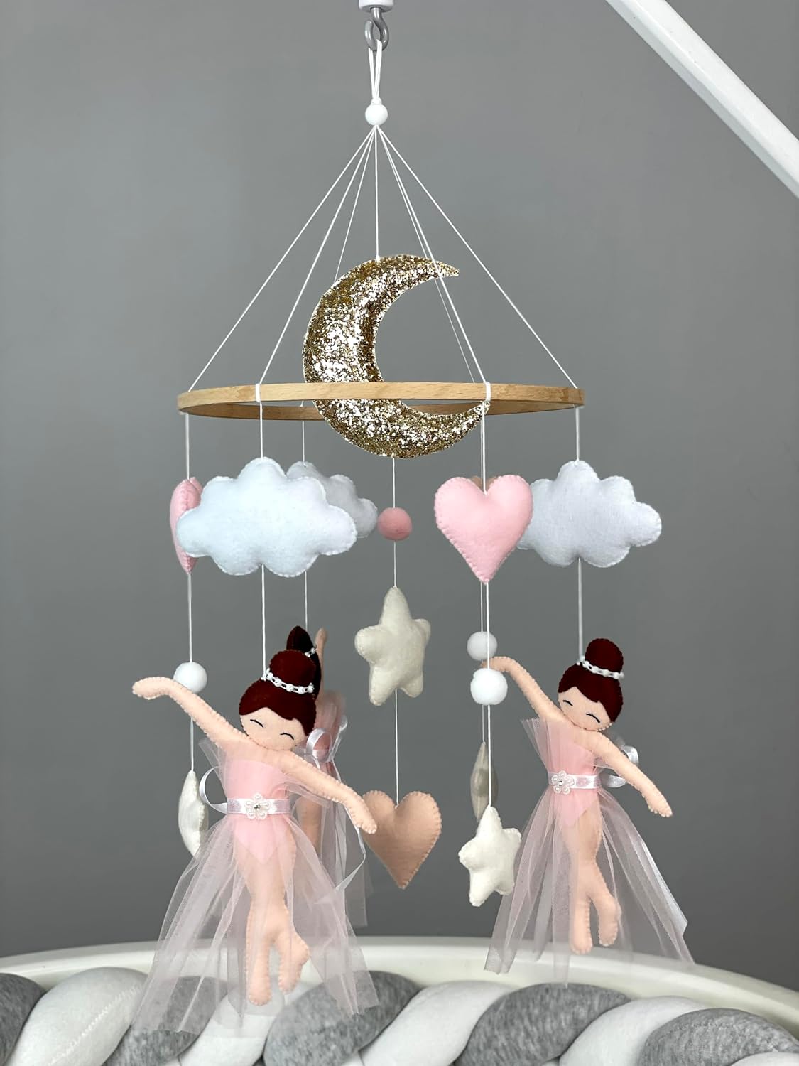 Ballerina Baby Mobile for Crib Girl Ballerina Nursery Decor Boho Baby Mobile Baby Girl Crib Mobile Felt Hanging Mobile Baby Shower Gift New Baby Girl Gift Expecting mom Gift