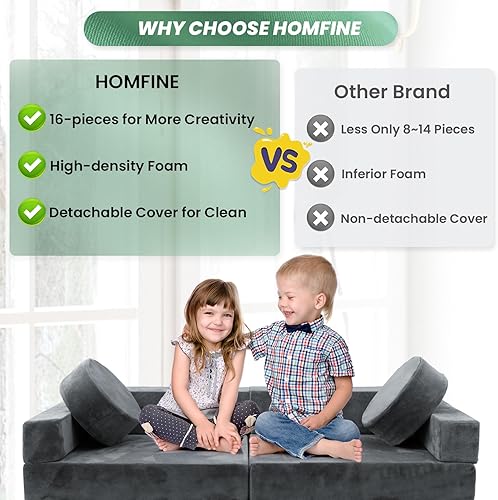 Miniatura 4 de HOMFINE Sofá modular de juego para niños, sofá modular para niños, sofá modular para niños, sofá modular versátil para sala de juegos, dormitorio,