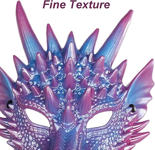 Miniatura 5 de KIHOARL Máscara de espuma de dragón 3D de Halloween, criatura mítica para disfraz de cosplay, color azul y morado