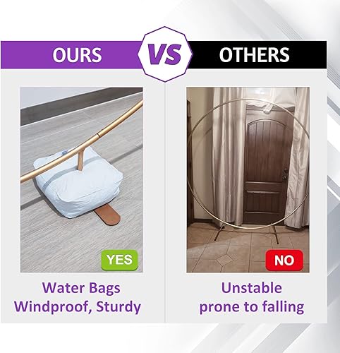 Miniatura 6 de JEAWIWI Kit de arco de globos redondos de 6.6ft con base ampliada, soporte de fondo redondo dorado de 6.6 pies, arco de globos circular con bolsas