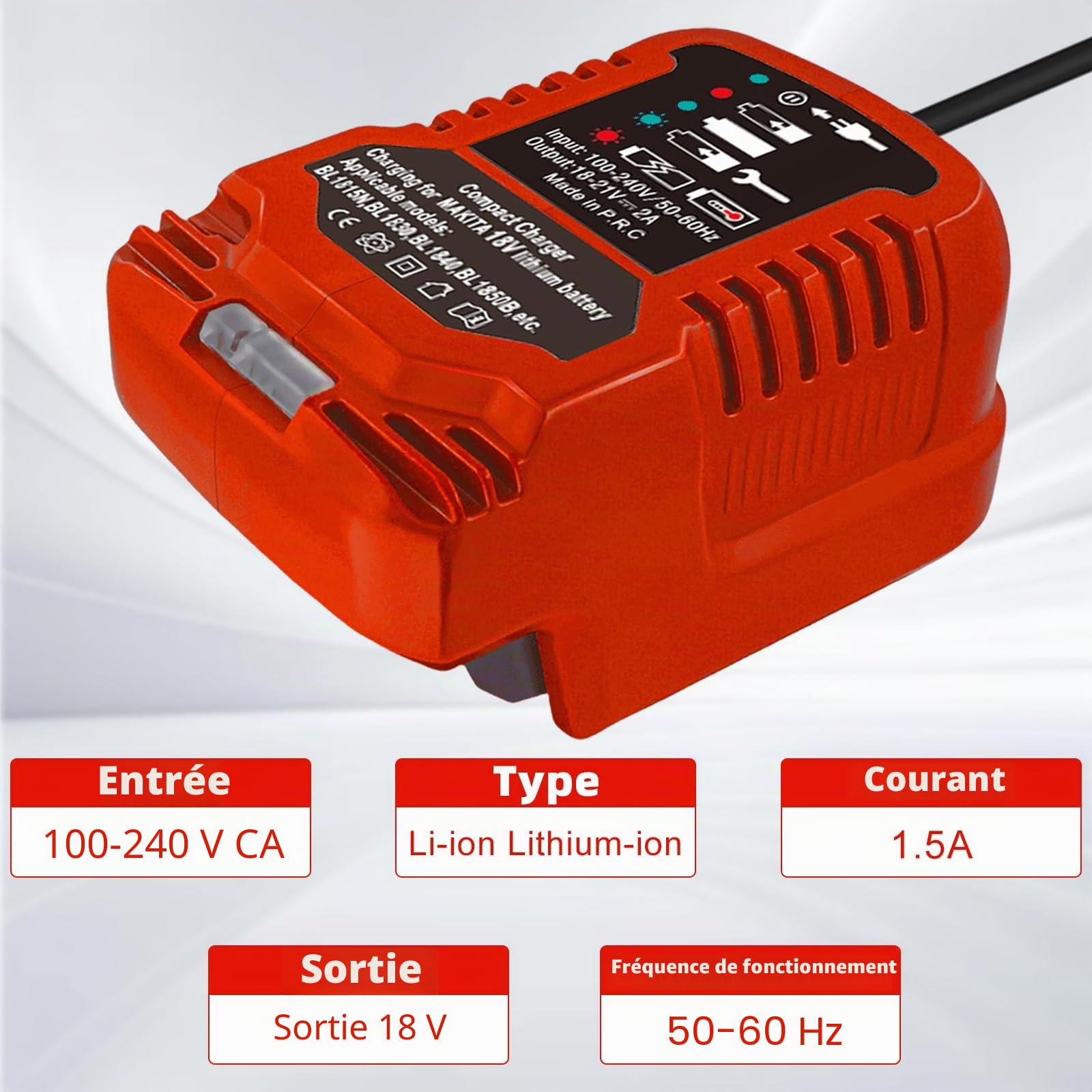 Einhell Chargeur de rechange pour batterie Einhell Power X-Change 18 V, surveillance et gestion intelligente de la charge