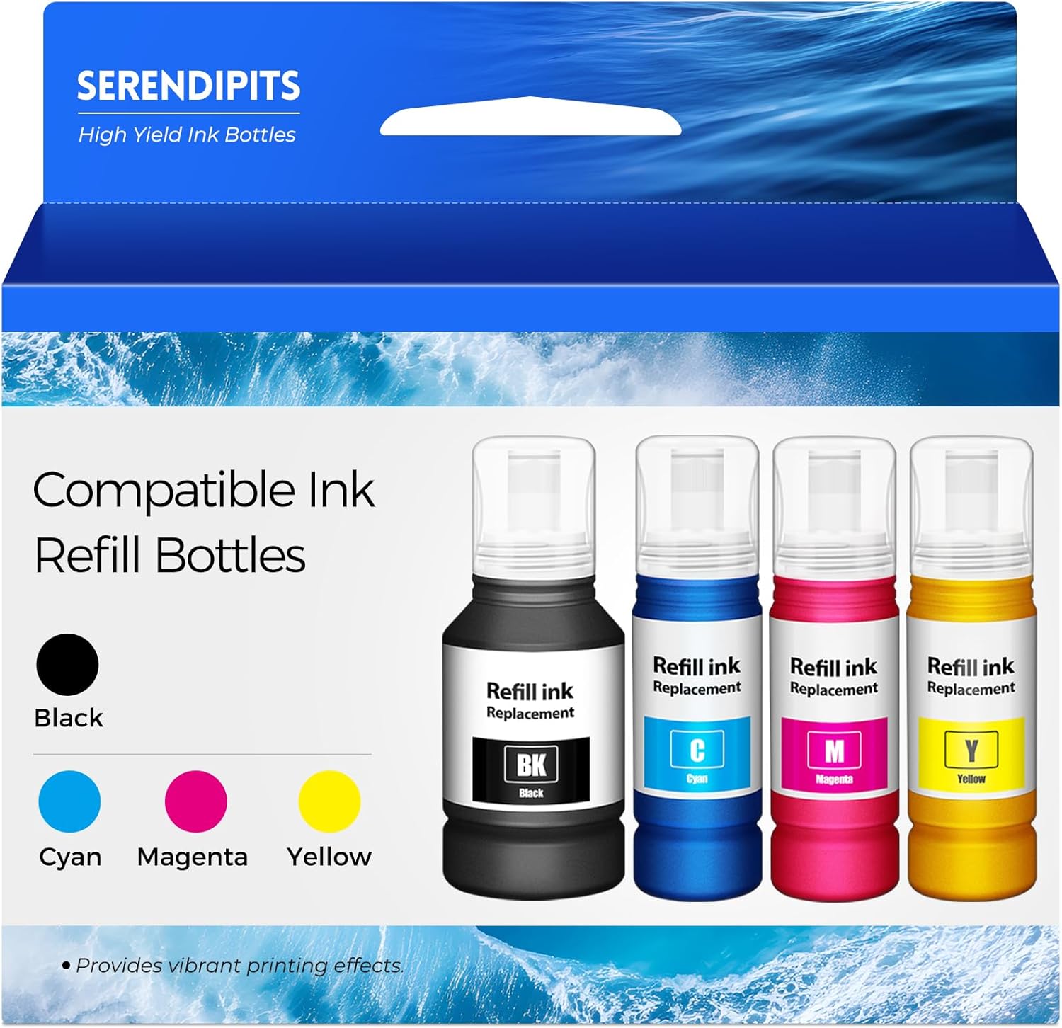 Comptible for EPT542 Ink Refill Bottles ET-5850 ET-5150 ET-5170 ET-16650 Replacement Ink Refill Bottles (4 Pack) for Pro ET-5800 ET-16600 ET-5180 ET-5880 ET5850 ET5150 ET5170 ET5180 5800 Printer