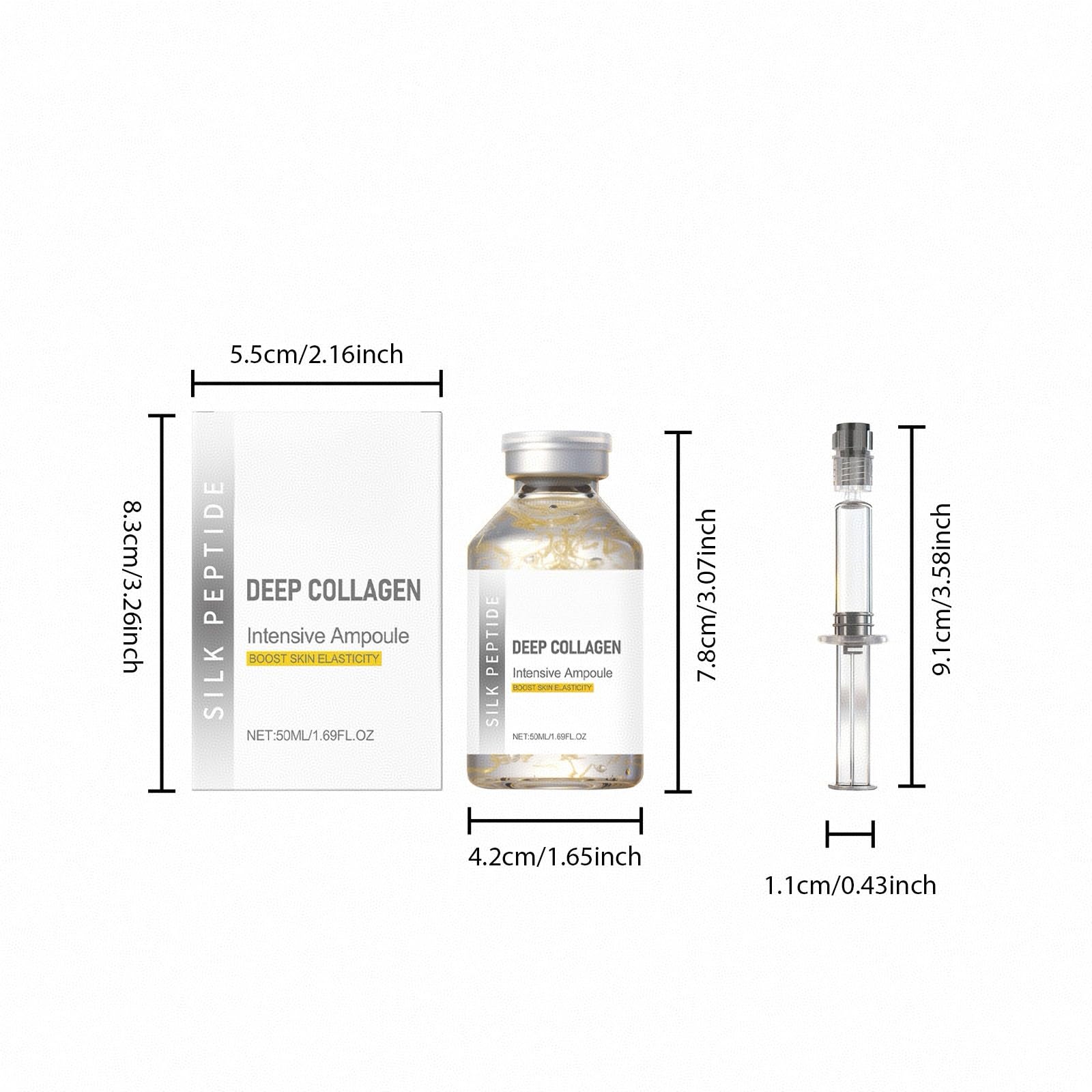 Fiala lifting intensiva ai peptidi di seta, sieri per rassodamento e lifting del viso con fiale lifting intensive ai peptidi di seta al collagene profondo, siero viso anti-età,2PCS