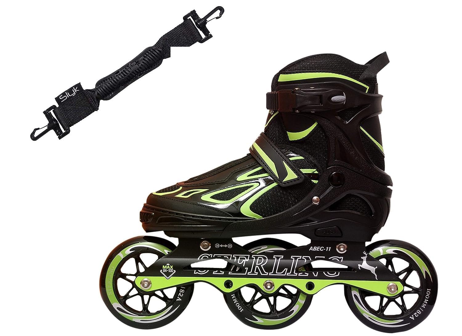 Slyk Sterling 100mm Inline Skates, 3 Wheels Adjustable Inline Skates, 85A Hardenss PU Speedy Wheels with ABEC-11 Bearings, Triskates for Children to Adults (Green, X-Large (Euro Shoe Size 43 to 46))-image-45