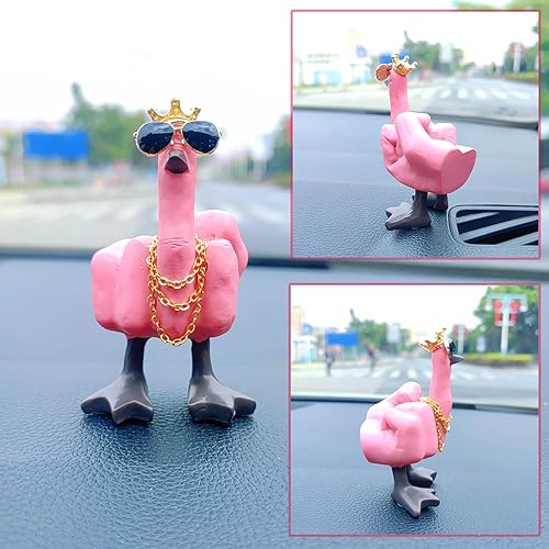 Miniatura 3 de Motaney Decoración de coche de pato de dedo medio, adorno de tablero de automóvil, adorno de consola central automotriz, bonito adorno de decoración