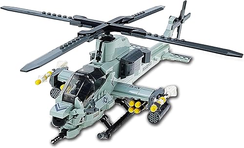 Juegos de construcción de troncos para niños 8-12 597 piezas US AH-1Z helicóptero armado bloques de construcción juguetes para niños y adultos