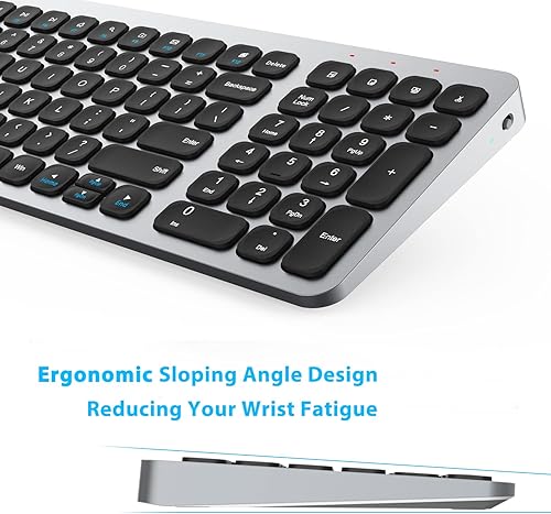 Miniatura 5 de LeadsaiL - Juego de teclado compacto de tamaño completo y mouse inalámbricos, teclas de menos ruido, 2.4 G, diseño ultrafino y elegante para