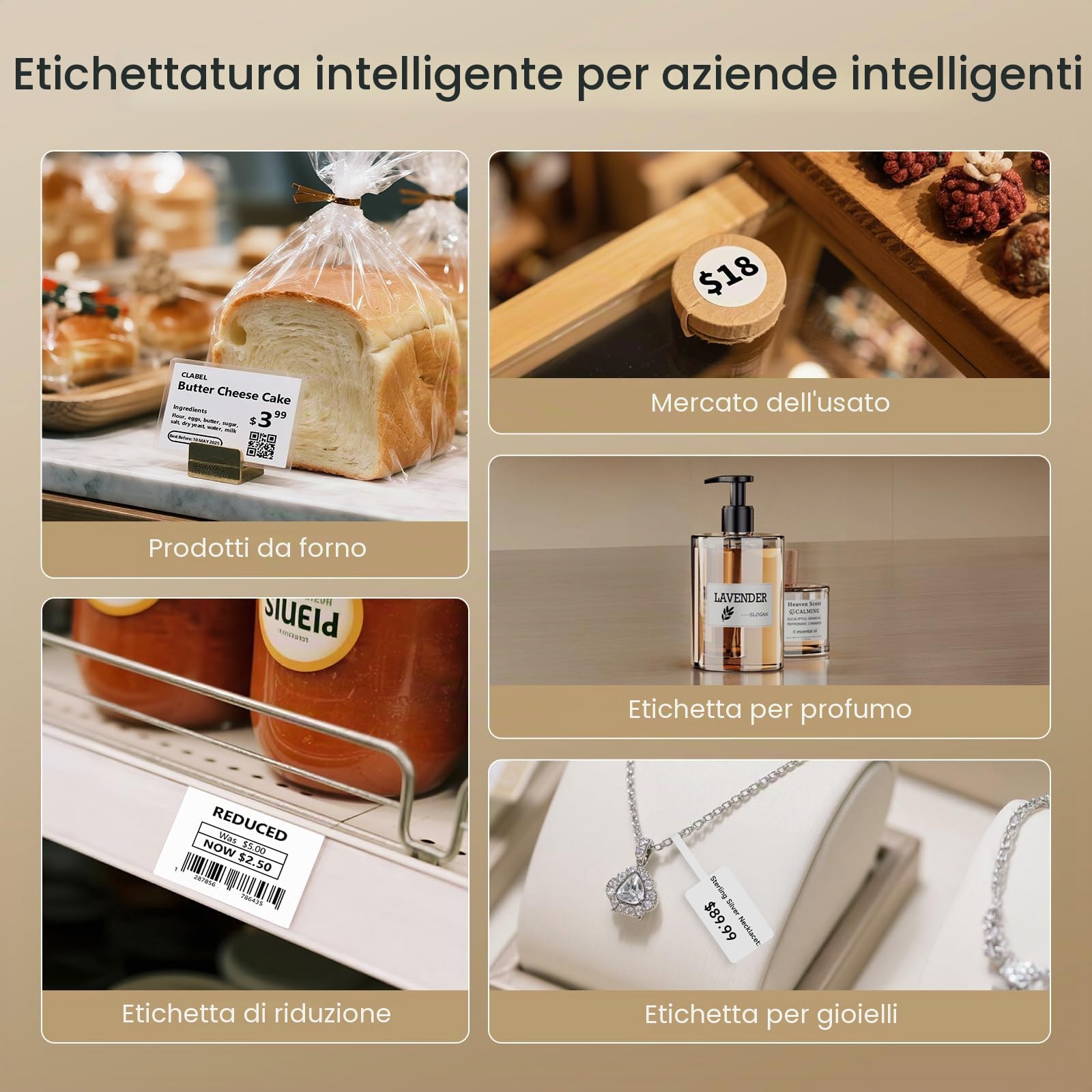 CLABEL S1 Etichettatrice Bluetooth - Stampante Termica per Etichette Adesive 20-75mm, Stampante Portatile 2200mAh per Codici a Barre, Compatibile con Smartphone e PC per Piccole Imprese Ufficio Casa
