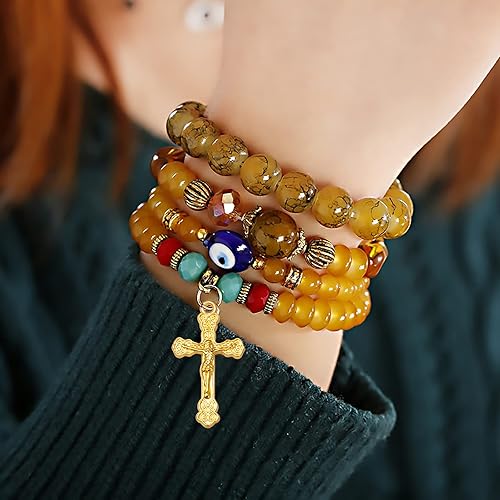 Miniatura 7 de 40 dijes chapados en oro con cruz y centro de rosario, colgante milagroso de aleación, estilo tibetano, cruz de Jesús, crucifijo, eslabones ovalados