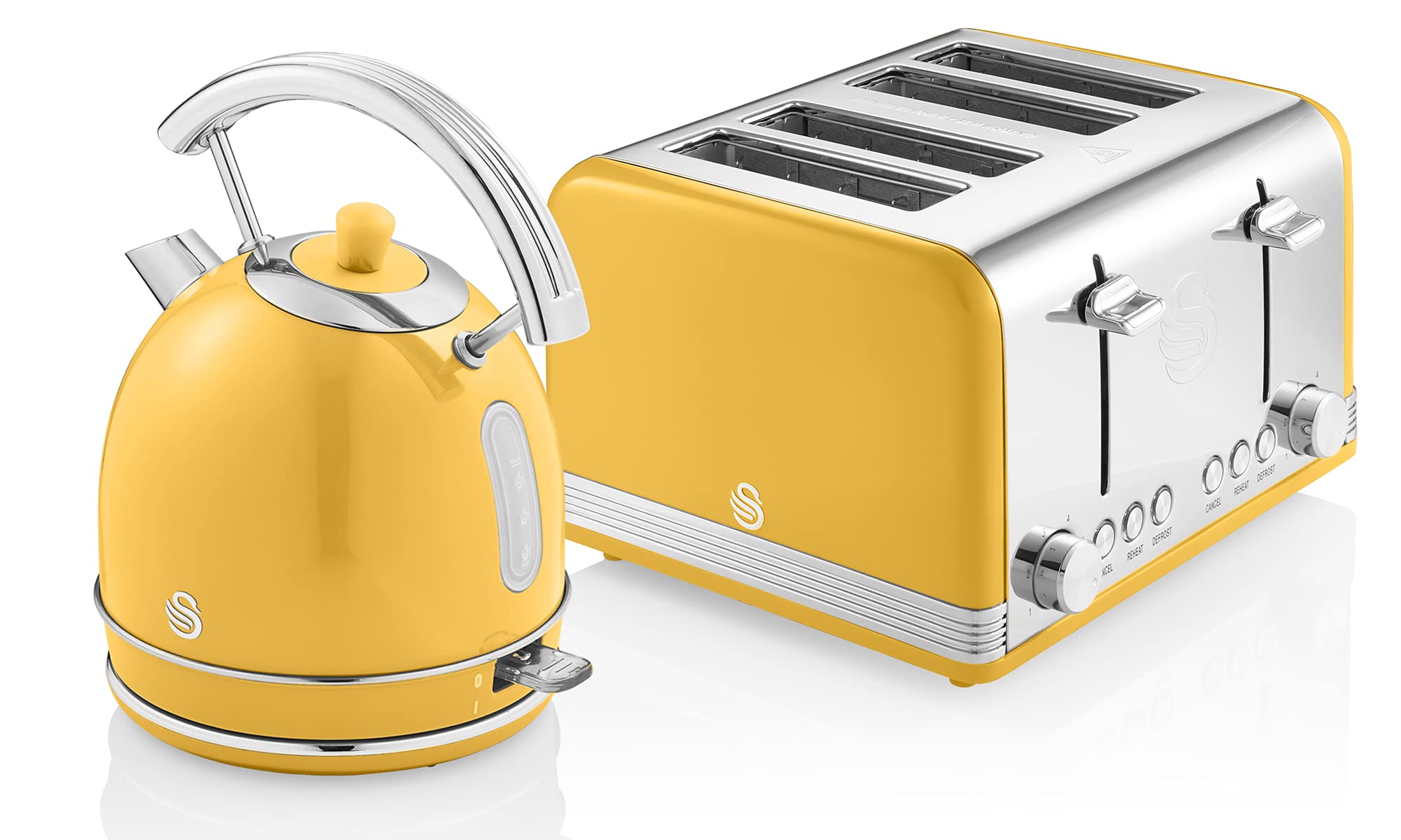 Buy Swan Retro Swan Retro Dome Kettle and 4 Slice Toaster Set in Yellow