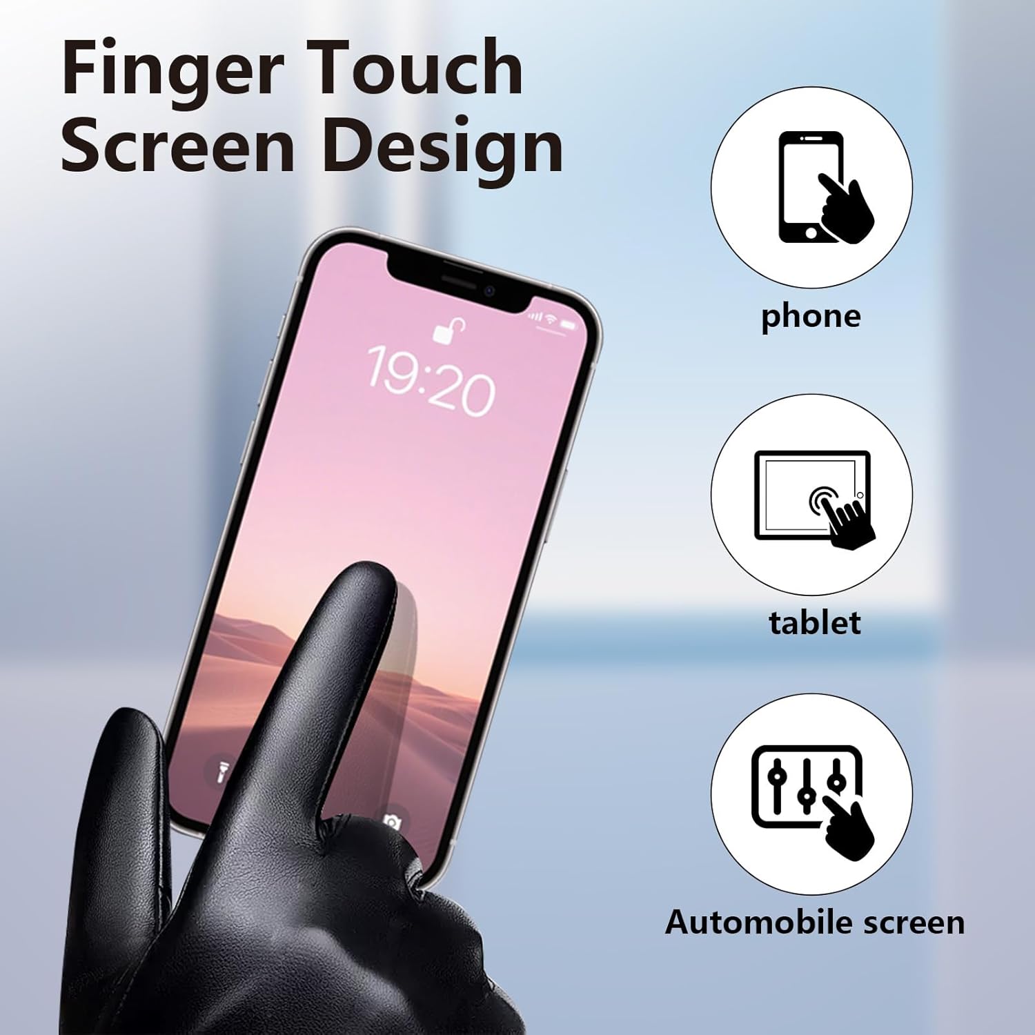 Winter Leather Gloves for Women Warm Windproof Touchscreen Classic Driving & Casual Gloves (Black) - Image 4