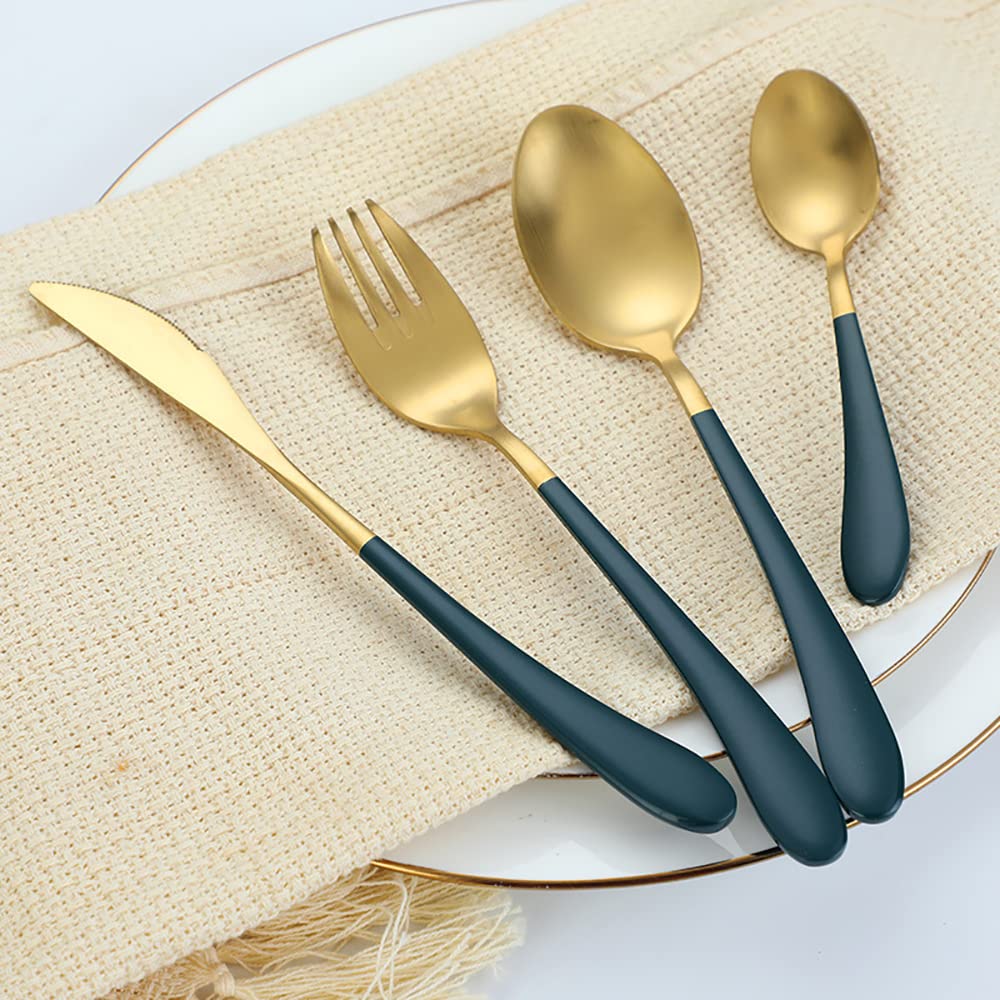 Edelstahlbesteck Besteckset, 20-teiliges Besteckset for 5 Personen, Edelstahl-Besteckset mit Steakmessern und -gabeln, Hochglanzoberfläche, spülmaschinenfest, Verpackungsbox
