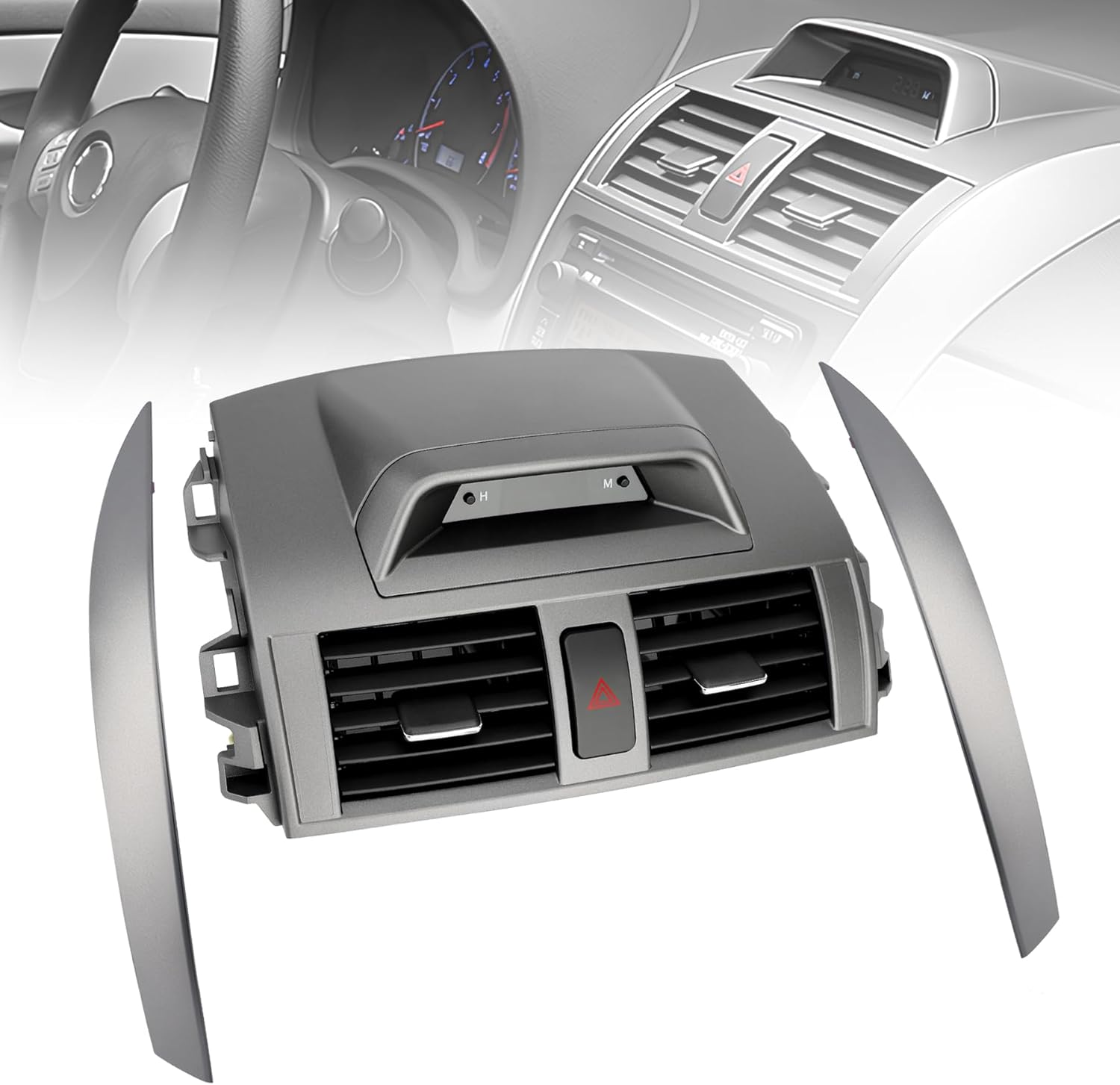Center Dash A/C Air Vent & Cover Strips Trim, Left+Right Pair, Compatible with 2009-2013 Toyota Corolla Base/CE/LE/XLE/L/S/XRS, Replaces# 55670-02340