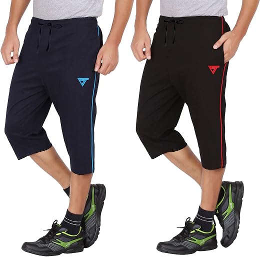 SOUTH TREE Mens Piping Capri or 3/4th with Side Pockets(Pack of 2)