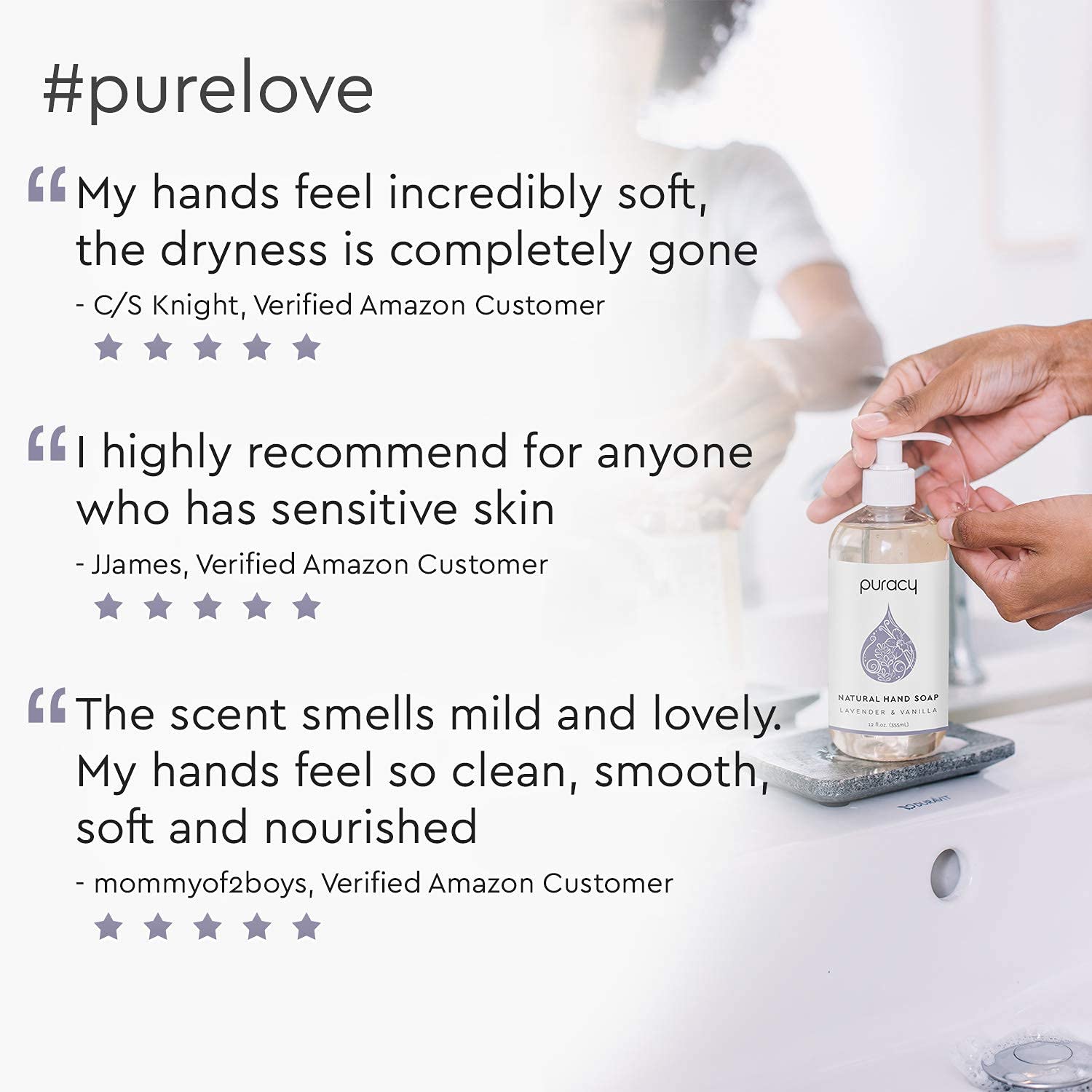 Puracy Natural Hand Soap, Lavender & Vanilla, Moisturizing Natural Hand Wash, Plant-Powered Gel, 12 Fl Oz (4-Pack) : Beauty & Personal Care