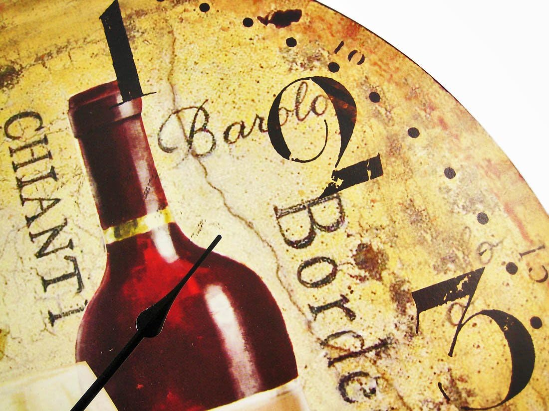 Upper Deck Wine Motif 23 Inch Diameter Wall Clock Vineyard