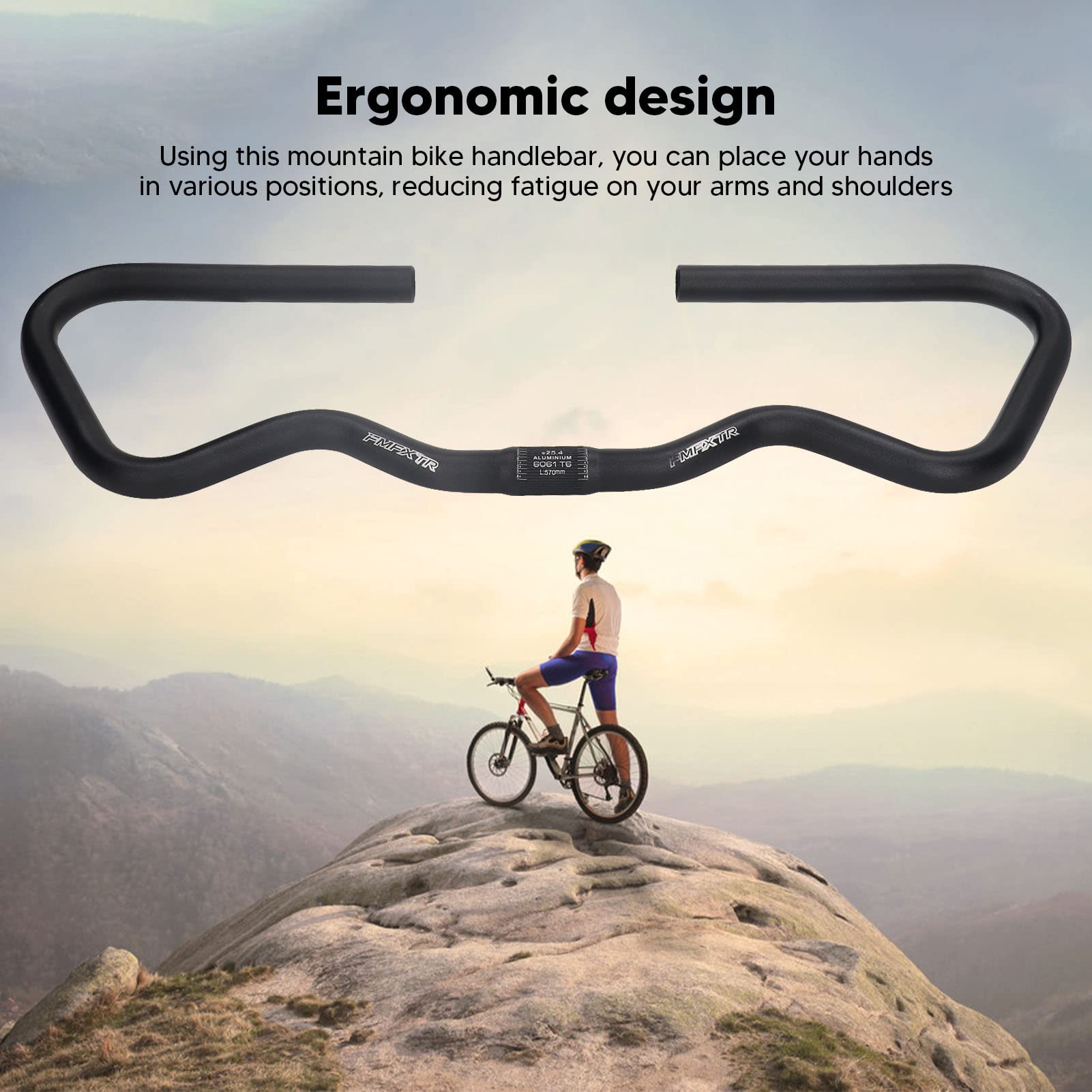 Manubrio Farfalla UPANBIKE Per Bici - Lega Alluminio 590mm, Impugnature