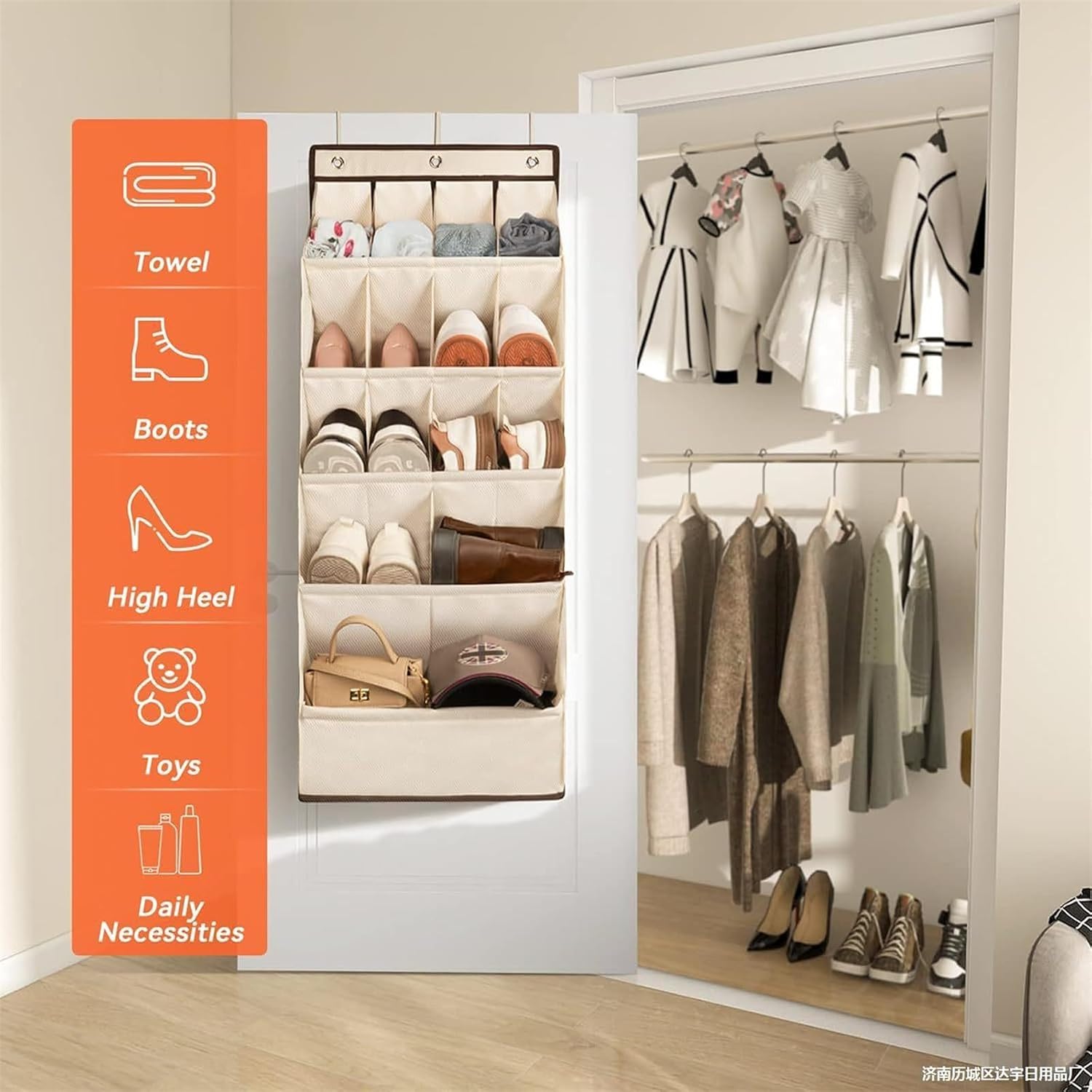 Over The Door Shoe Organizer Hanging Shoes Organizer Wall Shoe Rack Storage for 15 Pairs of Shoe, Toys Hats Sneakers and More