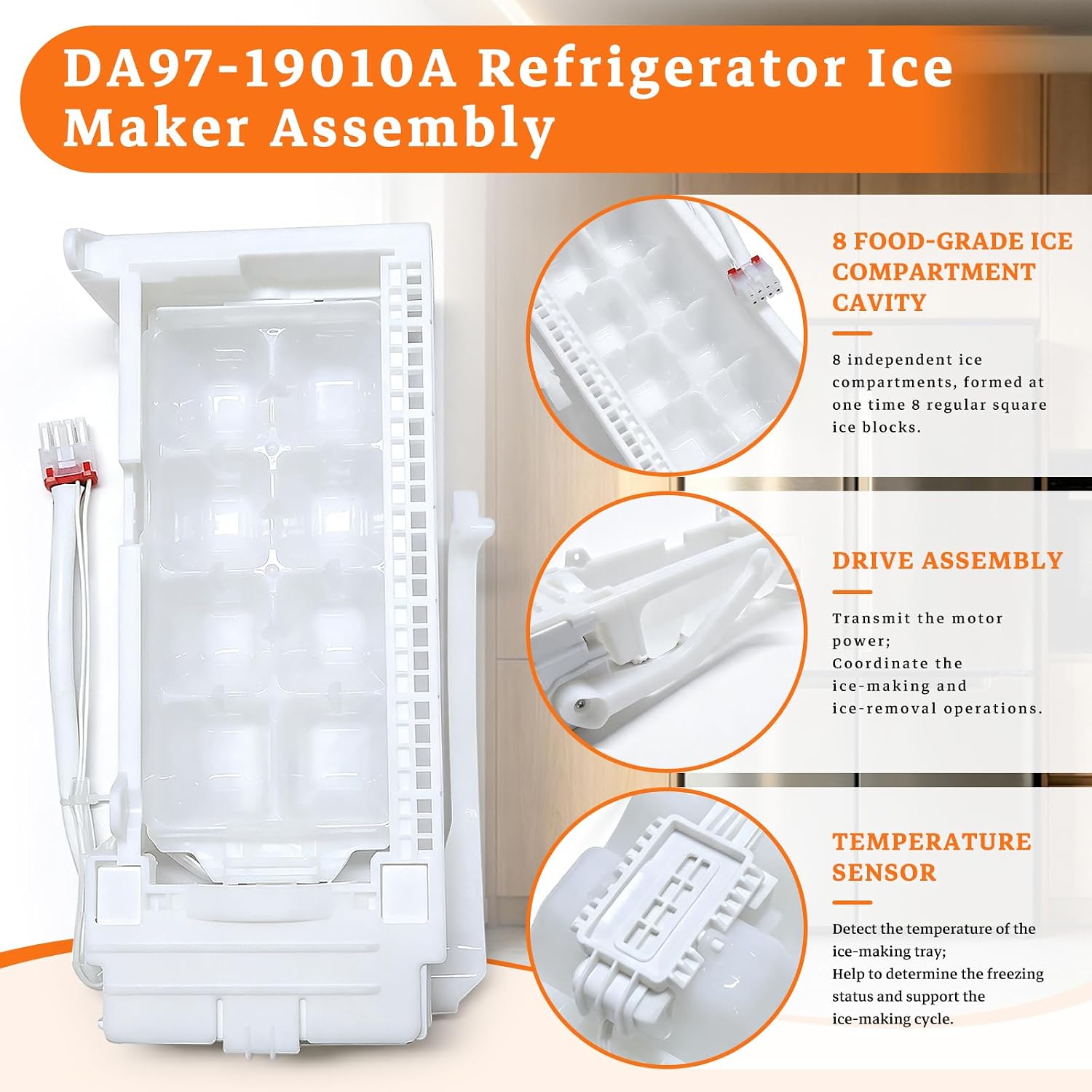DA97-19010A DA97-19010A Refrigerator Ice Maker Assembly Compatible with Samsung Replacement 4961644 PD00069731 ASM814812 PS12707599 EAP12707599 AP6804571