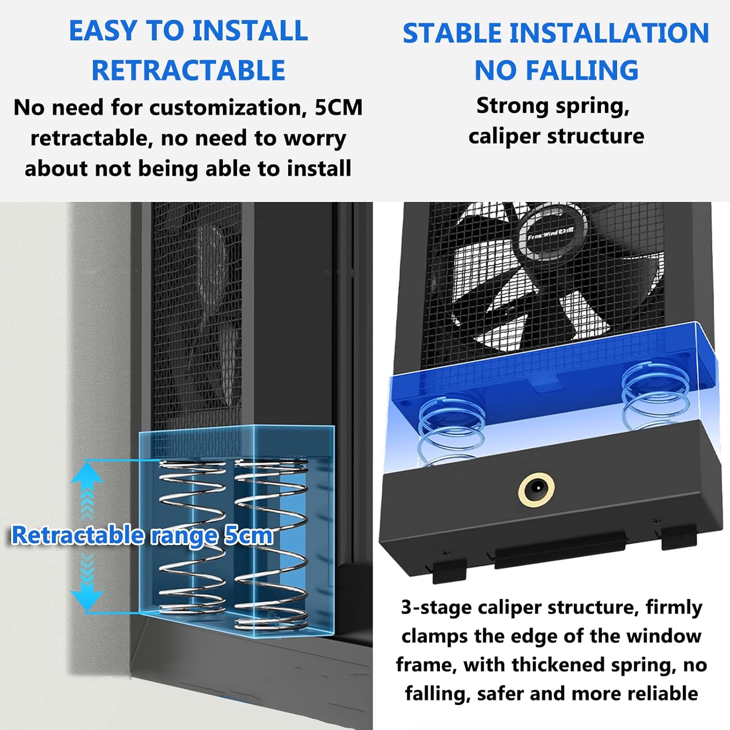 Retractable Vertical Window Fan, Comfort Zone Window Fan For Bedroom, Retractable 35-135cm Optional, Adjustable Speed 0-2800 Rpm, For Home, Kitchen, Bedroom & Office(35-40cm)