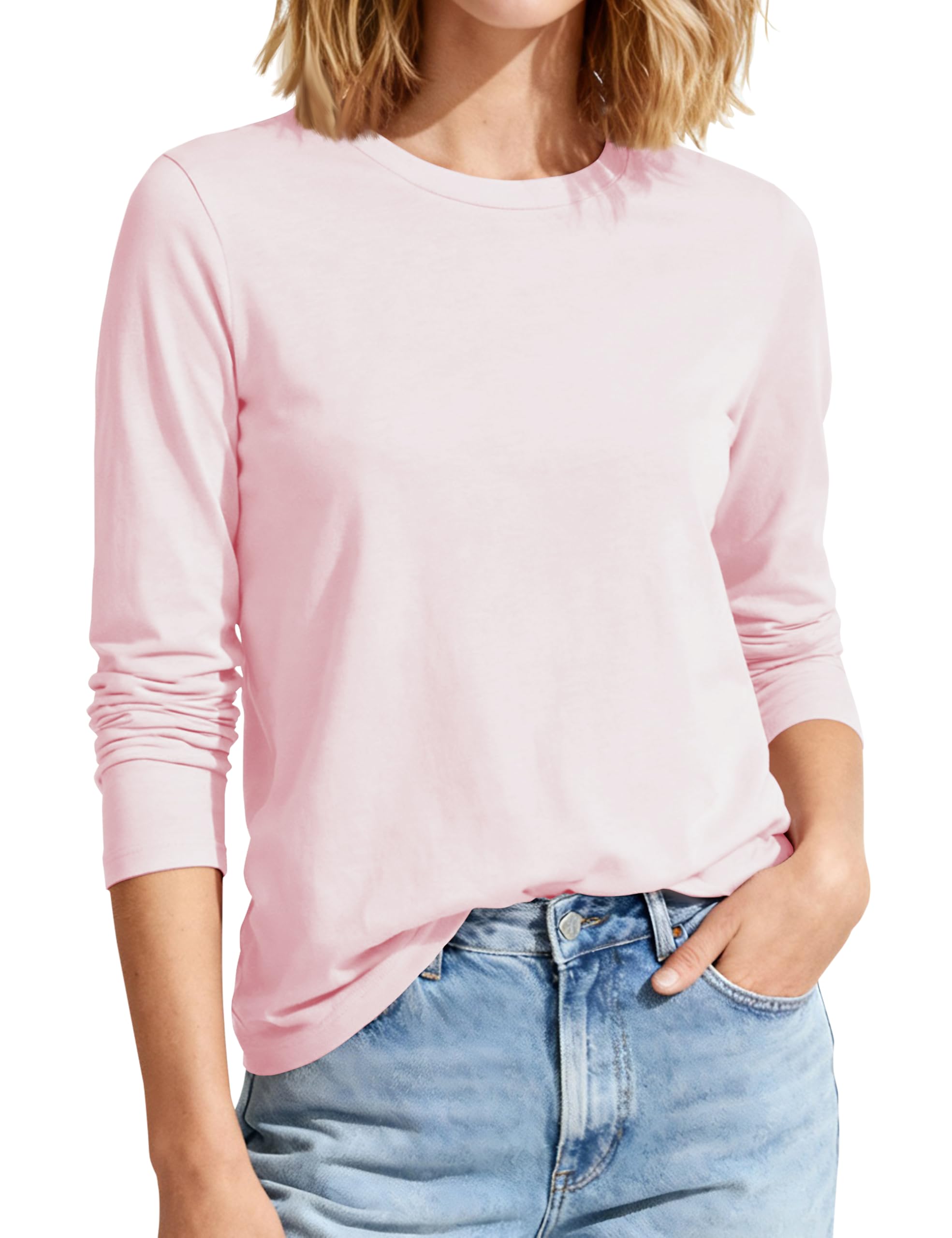 MAGCOMSEN Shirt Langarm Damen Baumwolle Basic Langarmshirt Lässig Tops Longsleeve Oberteile Rundhals Winter Unterziehshirt