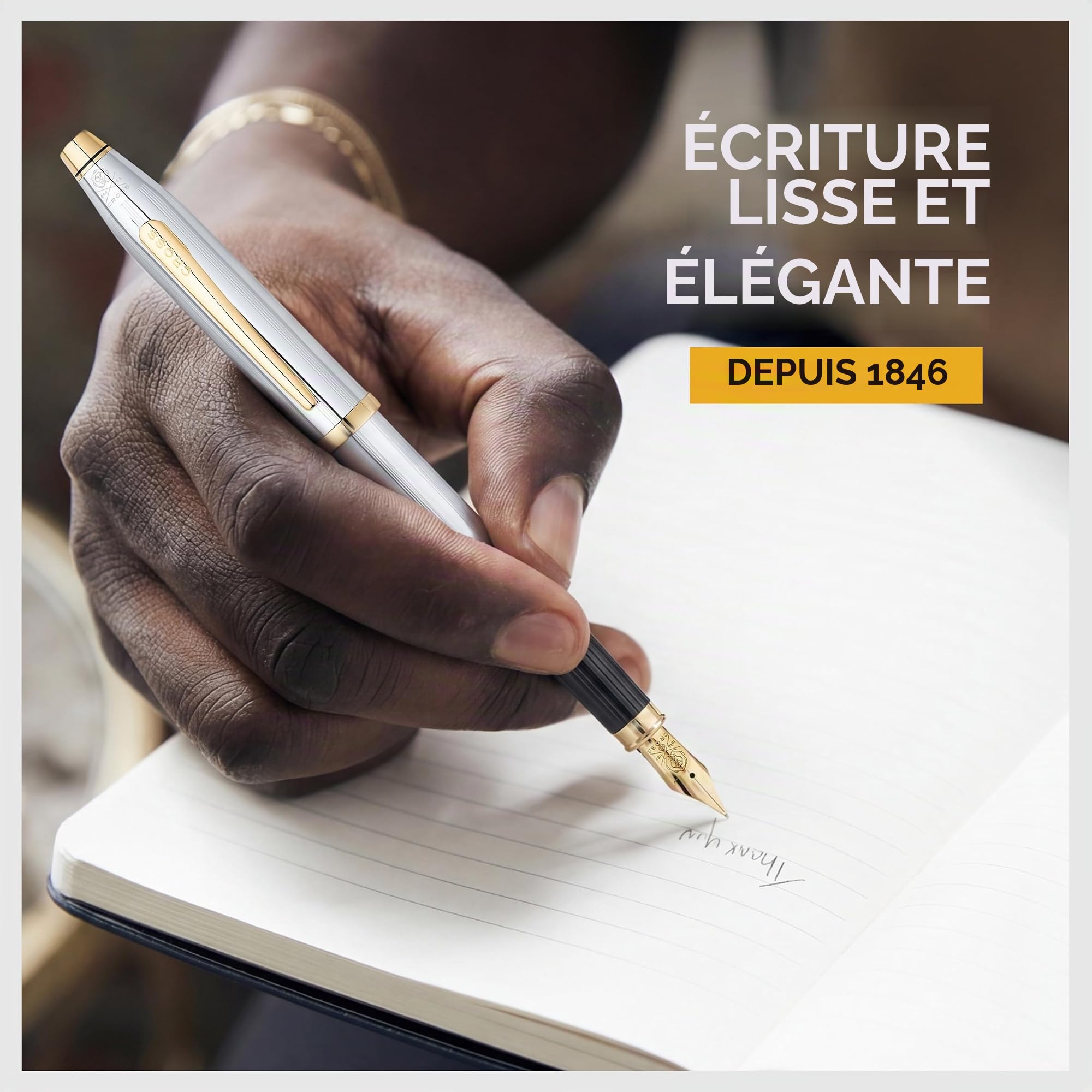 CROSS Century II Medalist - Stylo plume rechargeable - Avec atrributs plaqués or 23 carats - Pointe moyenne - Écrin classique et deux cartouches incluses
