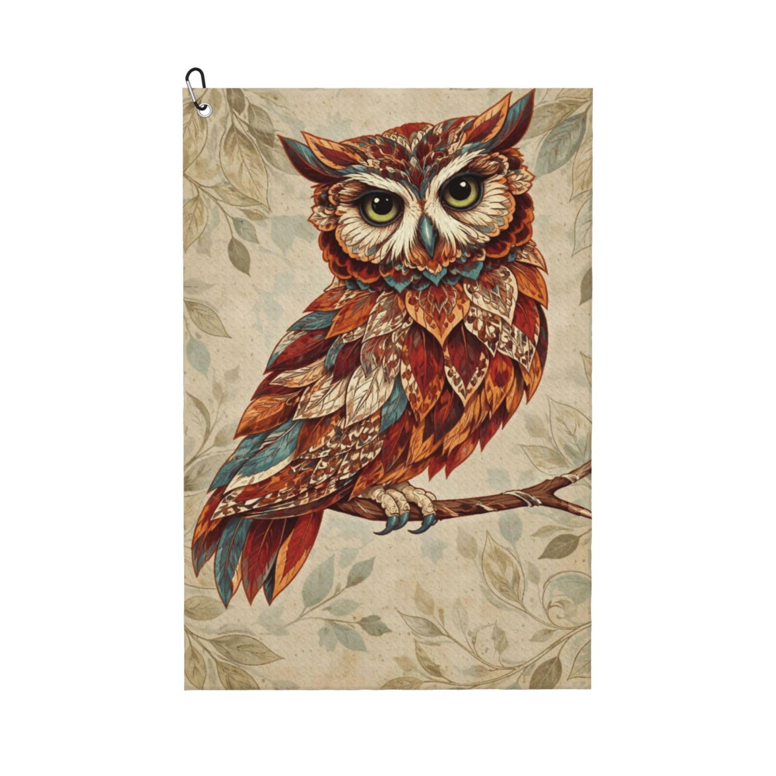 Oudrspo Vibrant Cartoon Artistic Owl Multi-Functional Golf Towel | Absorbent Quick Drying 16x24in